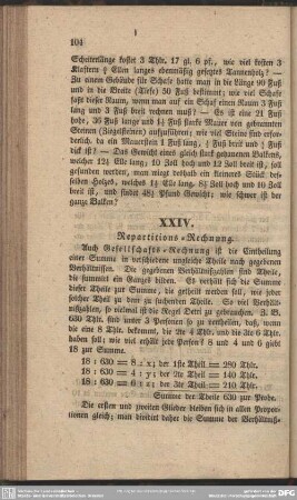 XXIV. Repartitions-Rechnung