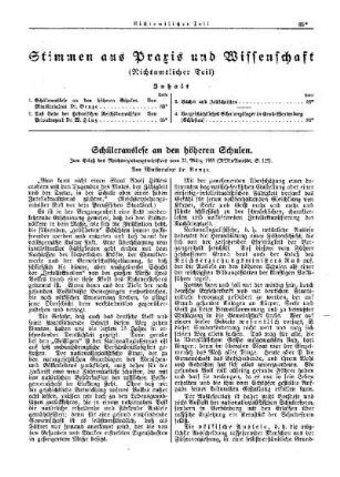 Schülerauslese an den höheren Schulen : [Nichtamtlicher Teil]