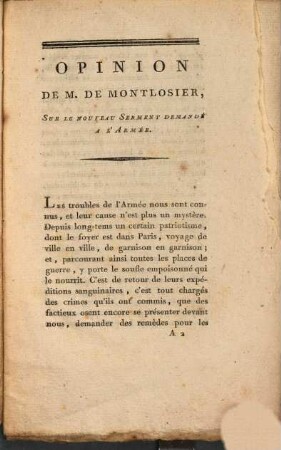 Opinion sur le nouveau serment demande à l'armée