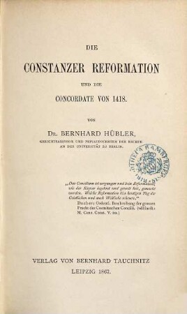 Die Constanzer Reformation und die Concordate von 1418