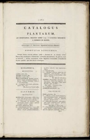 Catalogus Plantarum,