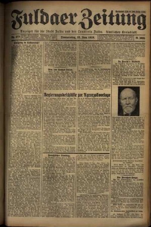 Erste Ausgabe vom Donnerstag, den 28. November 1929.