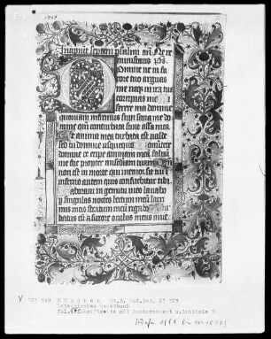 Lateinisches Gebetbuch aus Kloster Baumburg — Initiale D und Vollbordüre, Folio 56recto