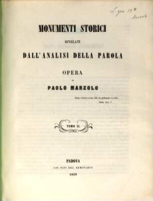 Monumenti storici rivelati dall'analisi della parola : Opera, 2