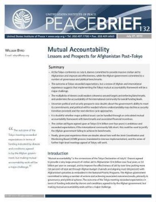 Mutual accountability : lessons and prospects for Afghanistan post-Tokyo