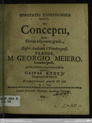 Disputatio gnostologica sexta de conceptu