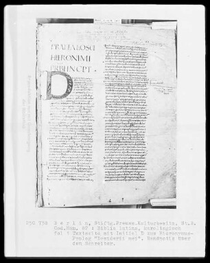 Touronische Bibel — Initiale D (esiderii mei), Folio 1 recto