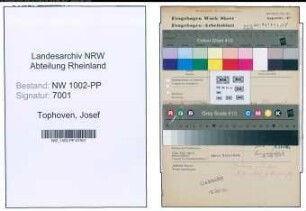 Entnazifizierung Josef Tophoven , geb. 28.11.1892 (Maler)
