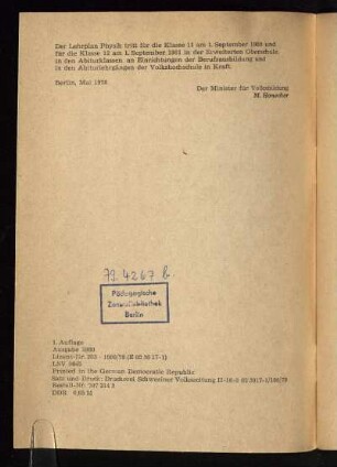 Der Lehrplan Physik ...