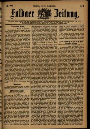 Ausgabe vom Freitag, den 09. September 1887.