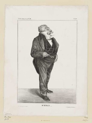 Mr. Étien...., Blatt 283 der Folge "Célébrités de la Caricature", in: "La Caricature: revue morale, judiciaire, littéraire, artistique, fashionable et scénique" n° 136, Paris 1833