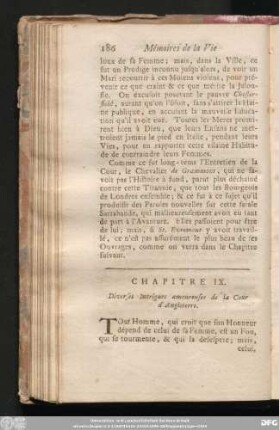 Chapitre IX. Diverses Intrigues amoureuses de la Cour d'Angleterre.