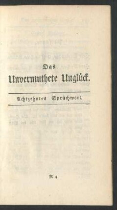 Das Unvermuthete Unglück. Achtzehntes Sprüchwort