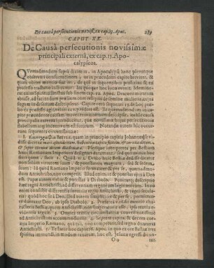 Caput XX. De Causa persecutionis novissimae principali externa, ex cap. 13. Apocalypseos.