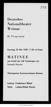 Matinee aus Anlaß des 160. Todestages von Joseph Haydn