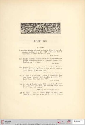 Médailles (Nr. 1346 - 1395)