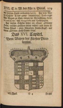 Das XVI. Capitel. Vom Wapen des Fürsten Piccolomini
