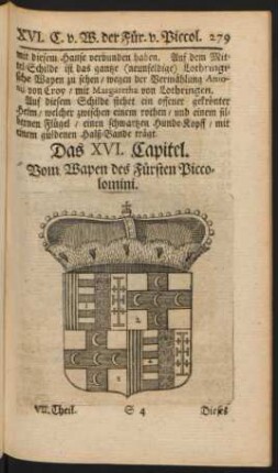 Das XVI. Capitel. Vom Wapen des Fürsten Piccolomini