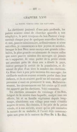 Chapitre XXVI. La petite vérole chez les sauvages