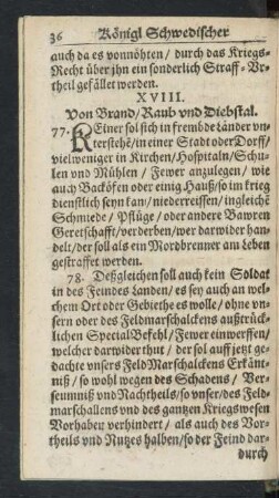 XVIII. Von Brand/ Raub und Diebstal
