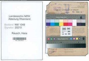 Entnazifizierung Hans Rausch , geb. 21.08.1910 (Meister)
