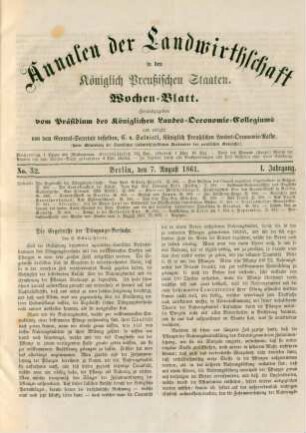 No. 32. Berlin, den 7. August 1861. I. Jahrgang.