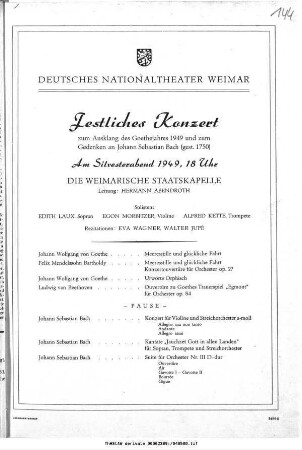 Festliches Konzert [...] Am Silvesterabend 1949