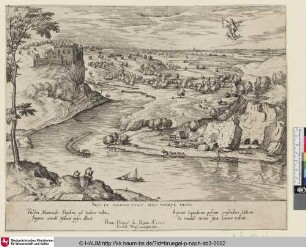 Arti et ingenio stat sine morte decus [Flusslandschaft mit Merkur und Psyche; Riverlandscape with the rape of Psyche by Mercury]