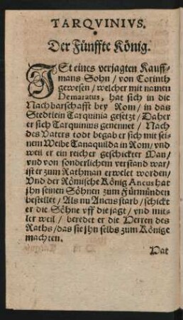 Tarquinius. Der Fünffte König.