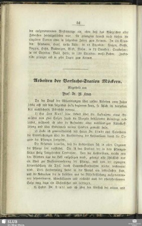 Arbeiten der Versuchs-Station Möckern