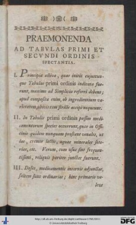 Praemomenda Ad Tabulas Primi Et Secundi Ordinis Spectantia.