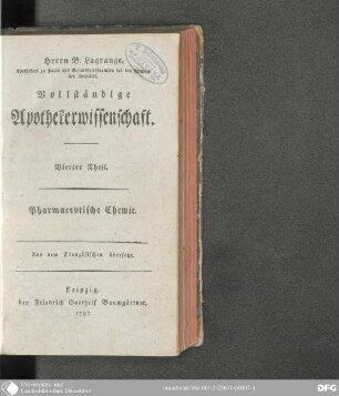 Vierter Theil: Pharmaceutische Chemie