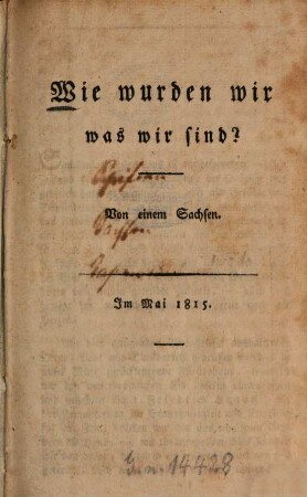 Wie wurden wir, was wir sind?