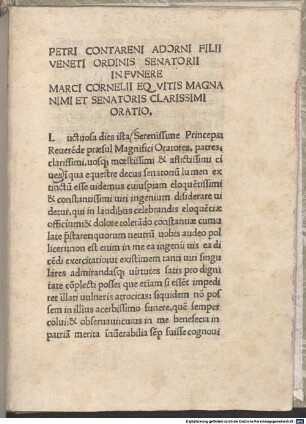 Oratio in funere Marci Cornelii