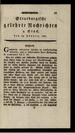 9. Stück, den 29. Jänner, 1783.