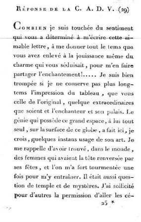 Réponse de Madame de V.