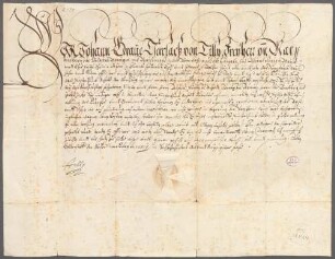 Jean T'Serclaes de Tilly (1559 - 1632) Autographen: Briefe von Jean T'Serclaes de Tilly an verschiedene Adressaten - BSB Autogr.Cim. Tilly, Johann von. 6, Jean T'Serclaes de Tilly (1559 - 1632) Autographen: Schutzbrief des Fürstentums Anhalt - BSB Autogr.Cim. Tilly, Johann von.6