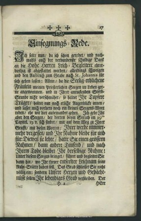 Einsegnungs-Rede