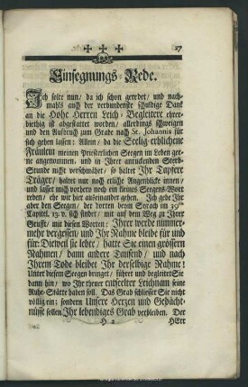 Einsegnungs-Rede