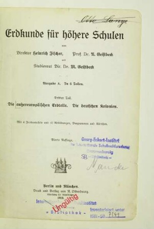 Teil 3: Die außereuropäischen Erdteile, Die deutschen Kolonien