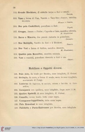 Mobiliare e Oggetti diversi (No. 321 - 423)