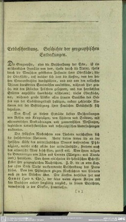 Erdbeschreibung. Geschichte der geographischen Entdeckungen