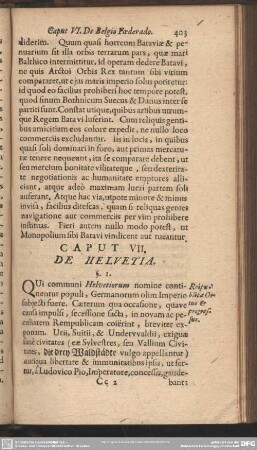 Caput VII. De Helvetia