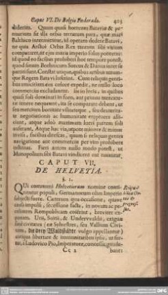 Caput VII. De Helvetia