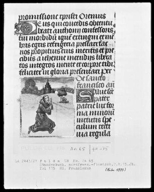 Stundenbuch, ad usum Romanum — Der heilige Franz in schnellem Lauf, Folio 175recto