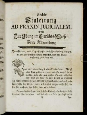 Erste Abhandlung - Fünfte Abhandlung