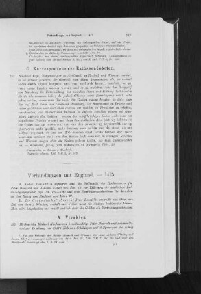 Verhandlungen mit England. - 1415.