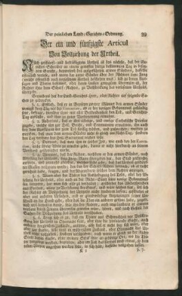 Der ein und fünfzigste Articul Von Vollziehung der Urtheil.