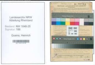 Entnazifizierung Heinrich Queins , geb. 22.01.1899 (Geschaeftsfuehrer)