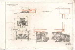 Gsaenger, Gustav; München - Allach; Ev. Kirche, Anbau Gemeindesaal - Sakristei, Altar (Ansicht, Schnitte)